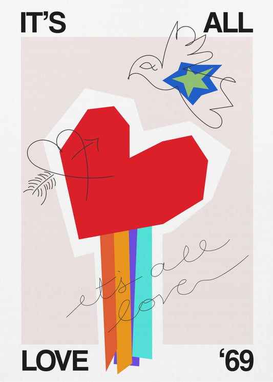 It's All Love '69 Heart Greige | Poster