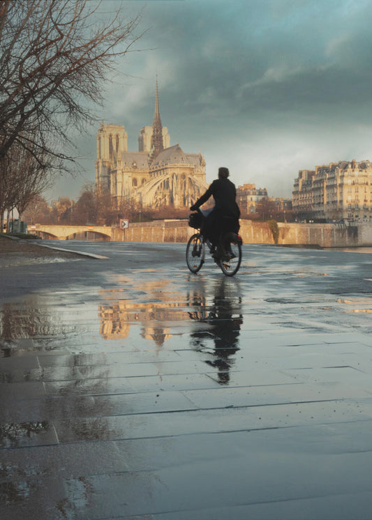 Notre Dame and cyclist | Poster