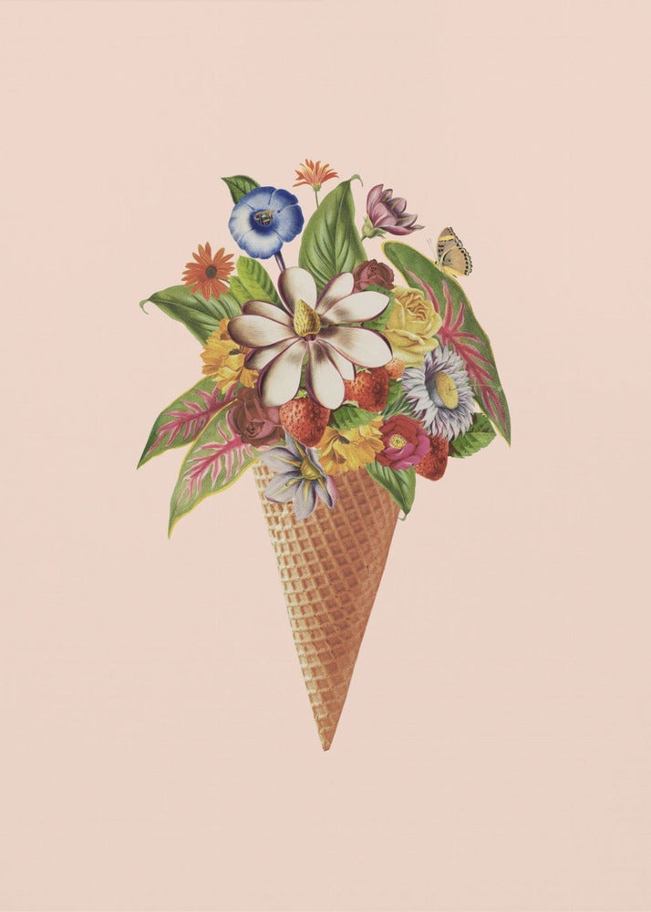 Botanical pink ice cream | Canvas