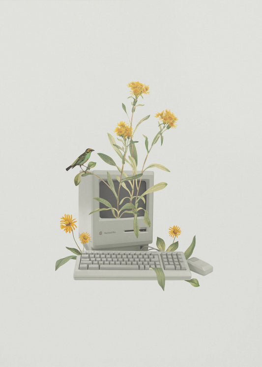 Floral vintage computer | Poster
