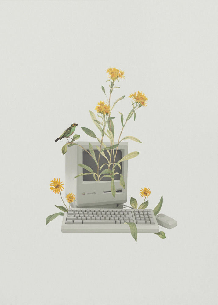 Floral vintage computer | Canvas