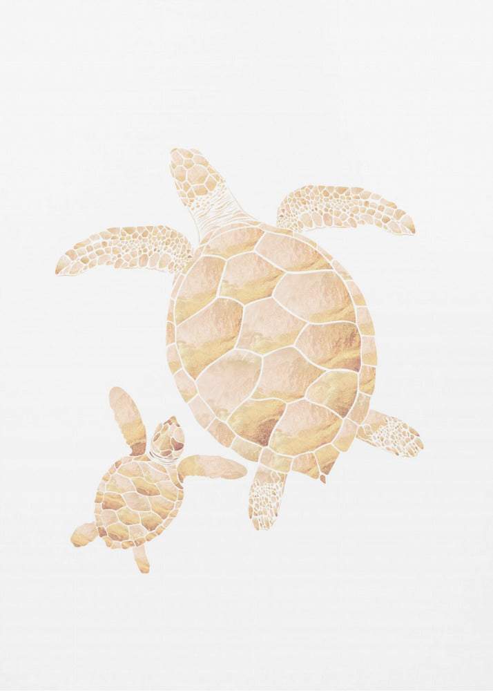 Gold white turtles | Canvas
