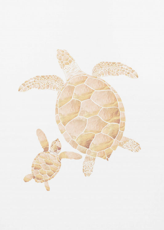 Gold white turtles | Canvas