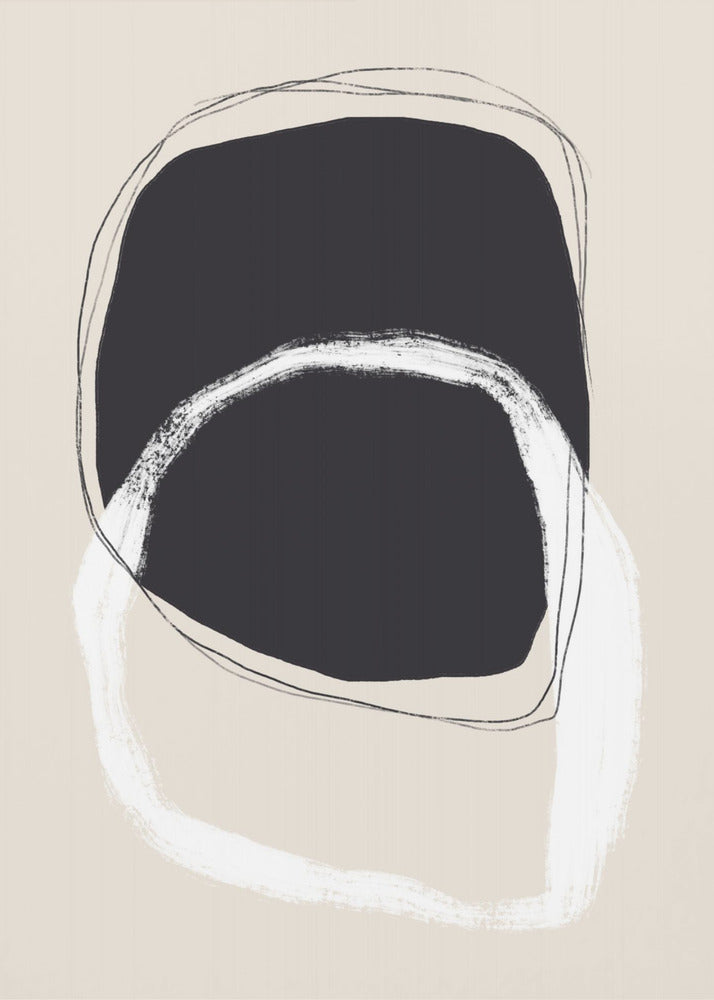 Black And White Shapes With Fluid Lines | Poster