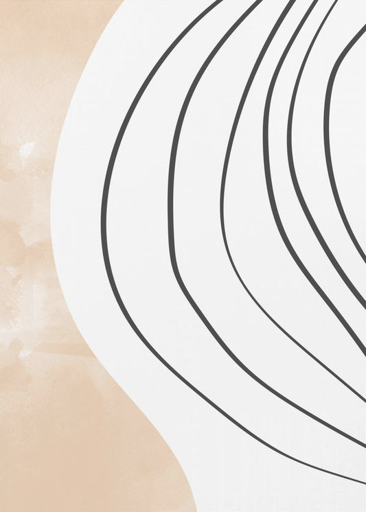 Beige Black Line Art | Canvas