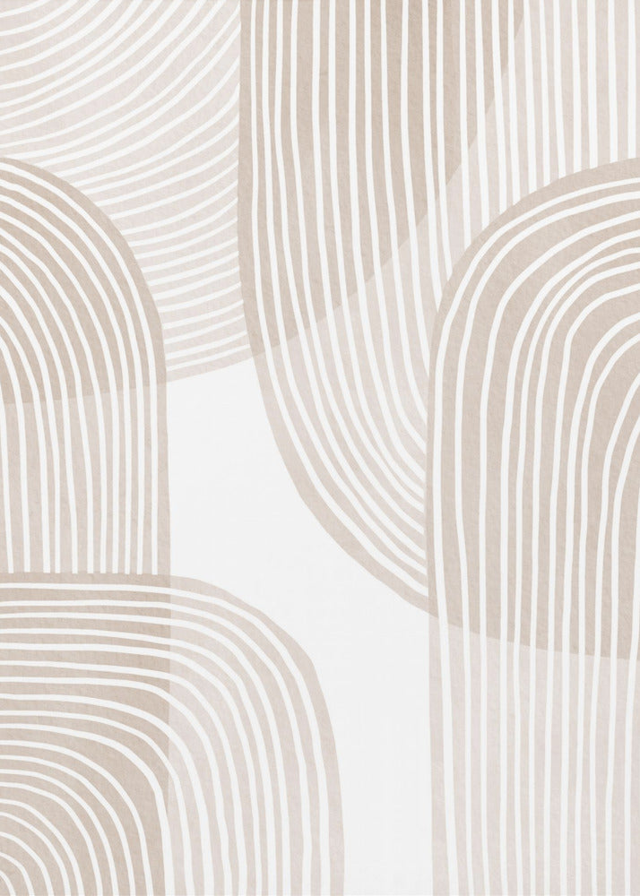 Abstract Beige Line Art | Canvas