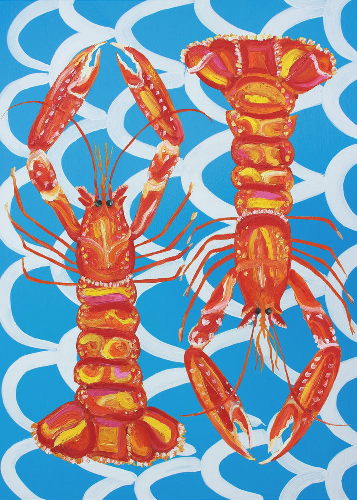 Langoustines On Blue | Poster