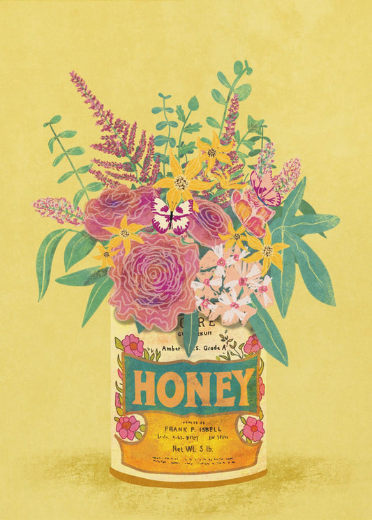 Flowers In a vintage Honey Can | Canvas