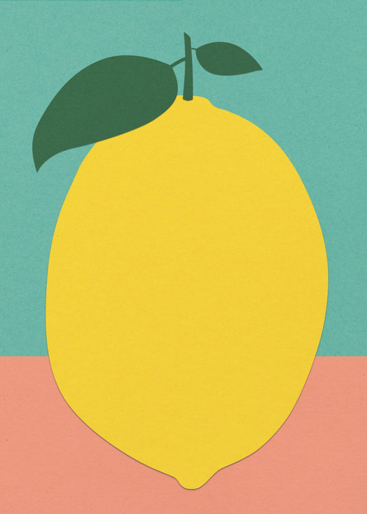Lemon With Two Leaves | Canvas