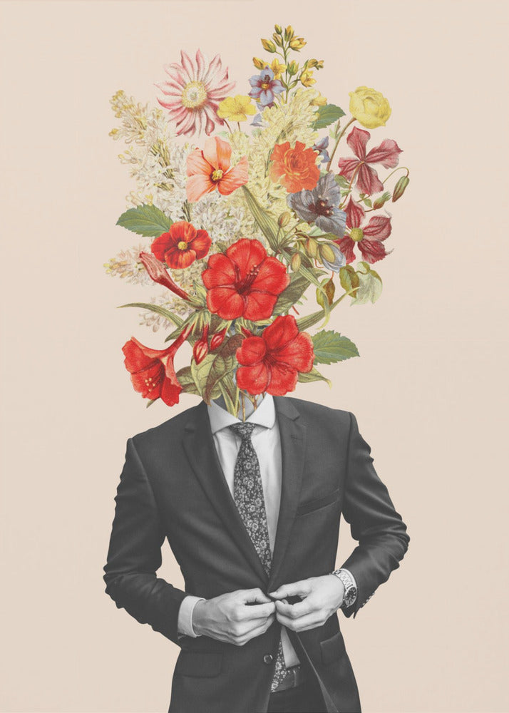 Man In Red Flowers | Canvas