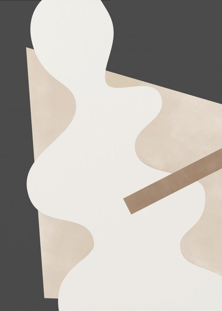 Beige Graphic Curves Art | Poster