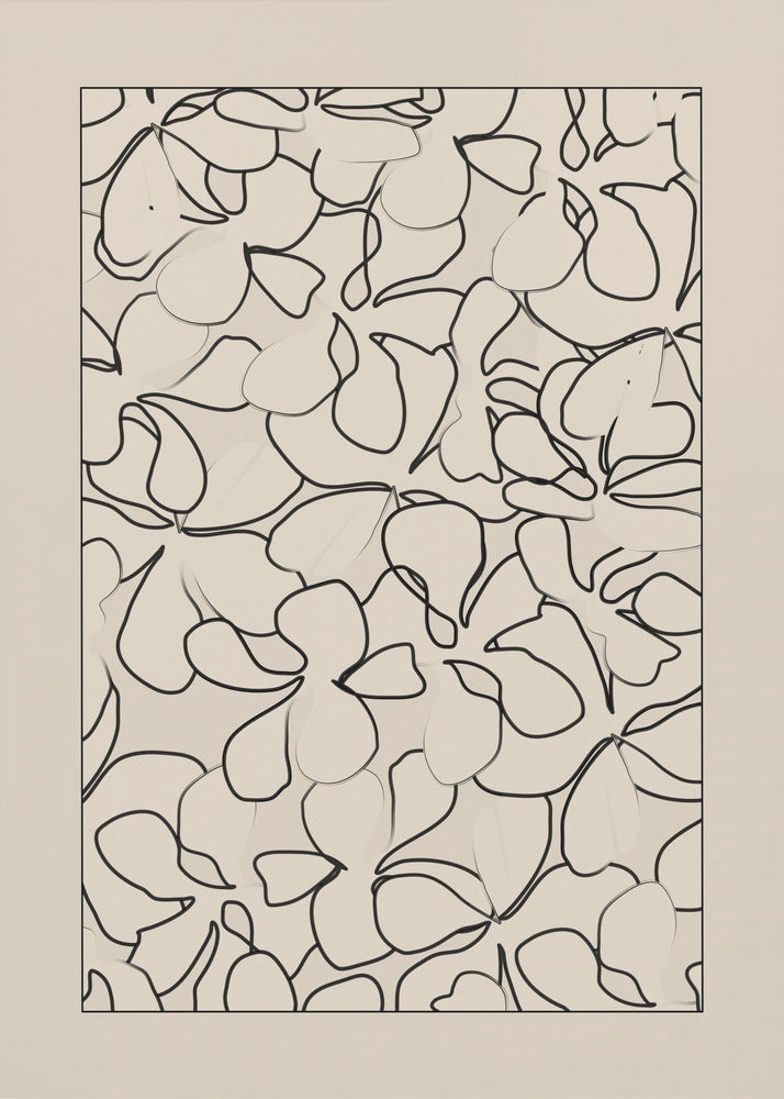 Seamless Pattern of Outlined Flowers | Canvas
