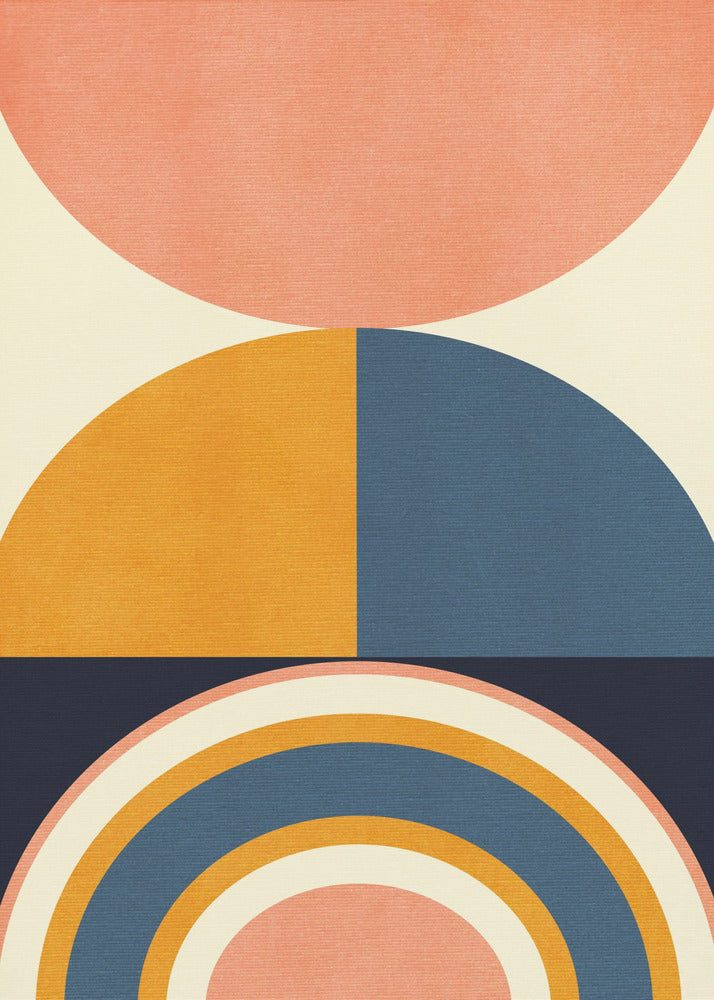 Rainbow Plus Shapes  Blue Mustard10 | Canvas