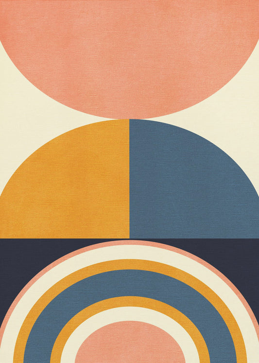 Rainbow Plus Shapes  Blue Mustard10 | Canvas