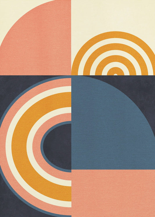 Rainbow Plus Shapes  Blue Mustard9 | Canvas