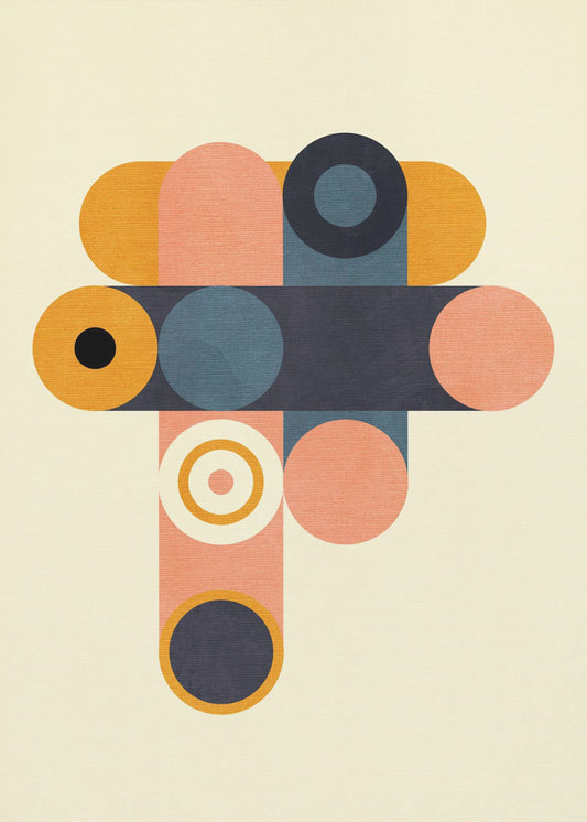 Rainbow Plus Shapes  Blue Mustard8 | Canvas