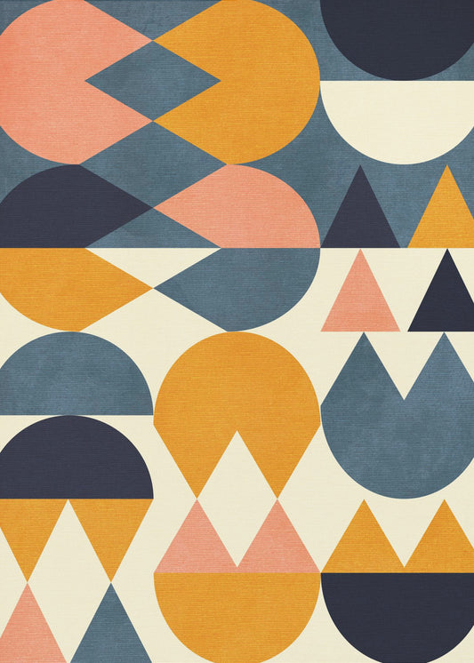 Rainbow Plus Shapes  Blue Mustard6 | Canvas