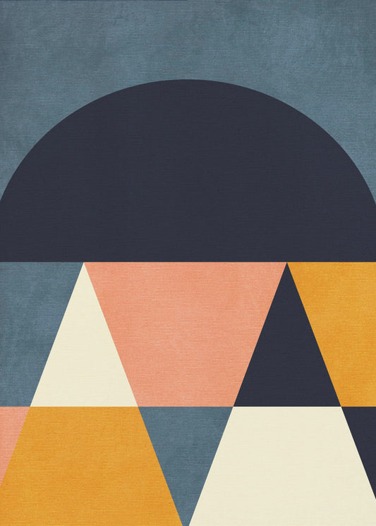 Rainbow Plus Shapes  Blue Mustard4 | Canvas