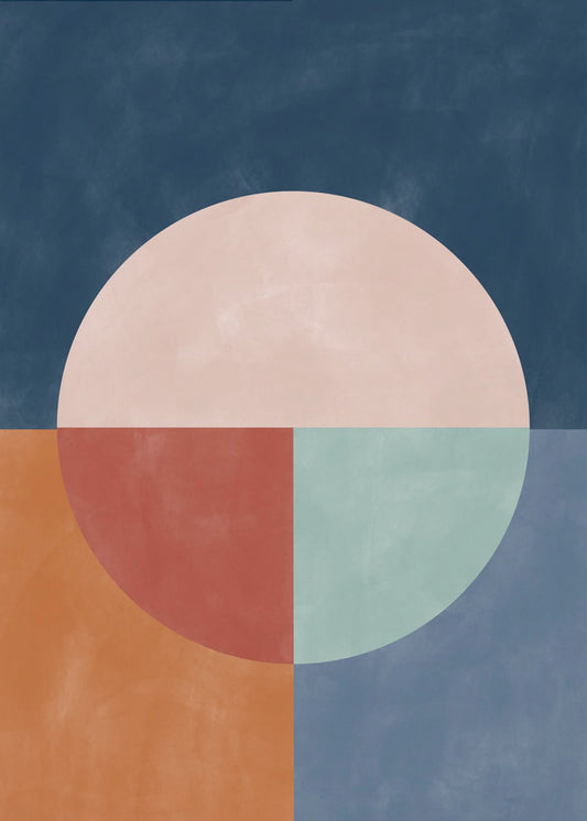 Geometric Abstraction With A Large Pastel Circle | Poster