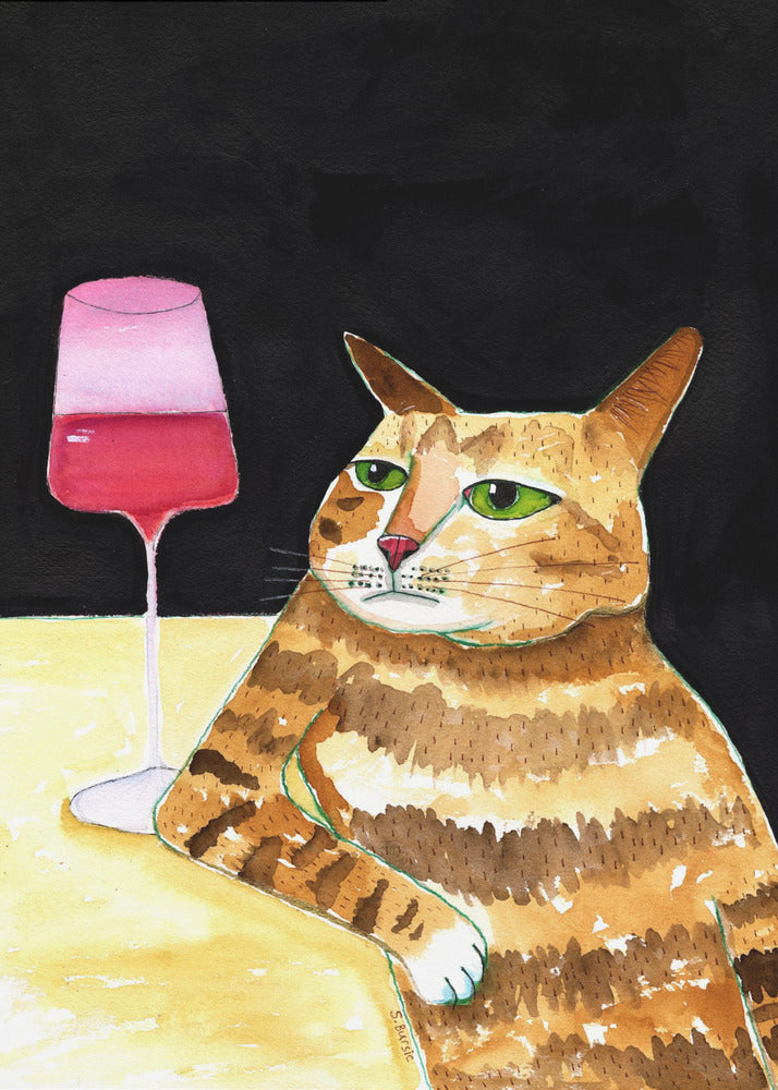 Cat Friday Night Drinks Wine Funny Cat Humour | Poster
