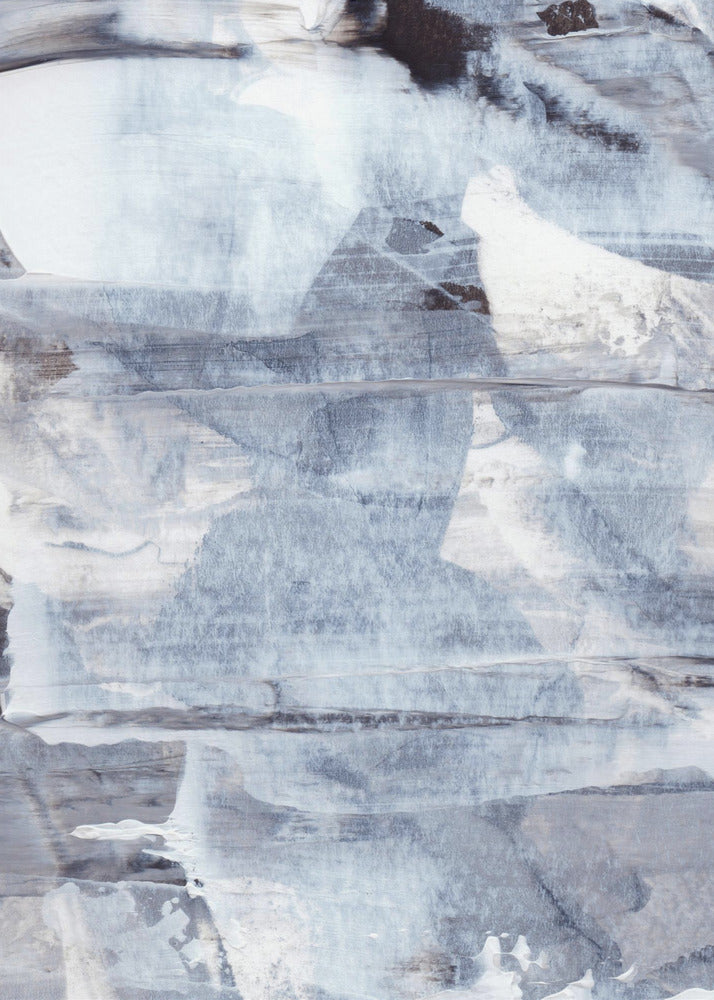 Brushstrokes in Shades of Gray Blue and White | Poster