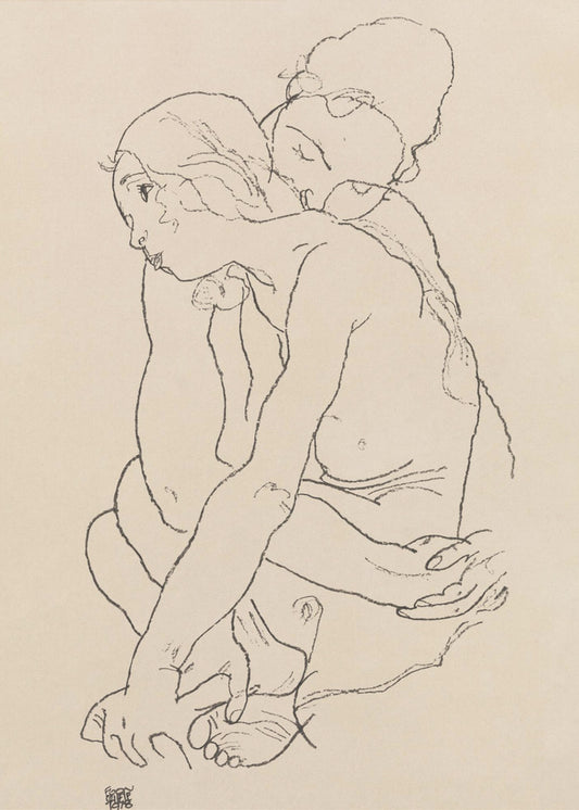 Woman and Girl Embracing 1918 | Canvas