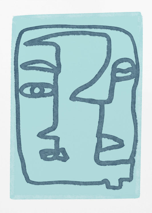 Blue Abstract Faces | Poster