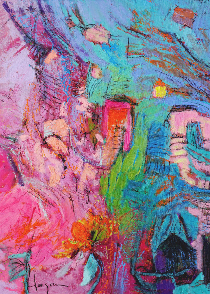 My Pink Cottage in the Garden | Canvas