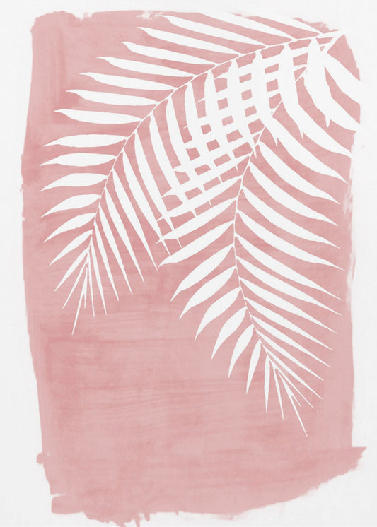 Pink Palm Leaves Foliage Silhouette | Poster
