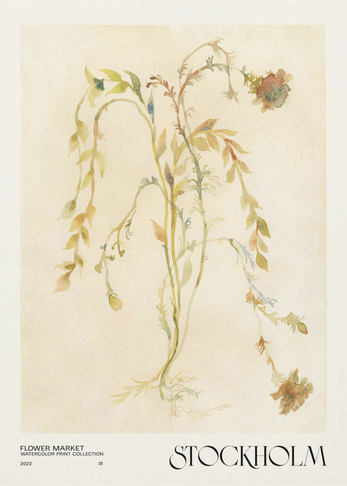 Watercolor print collection. Flower market - Stockholm | Poster