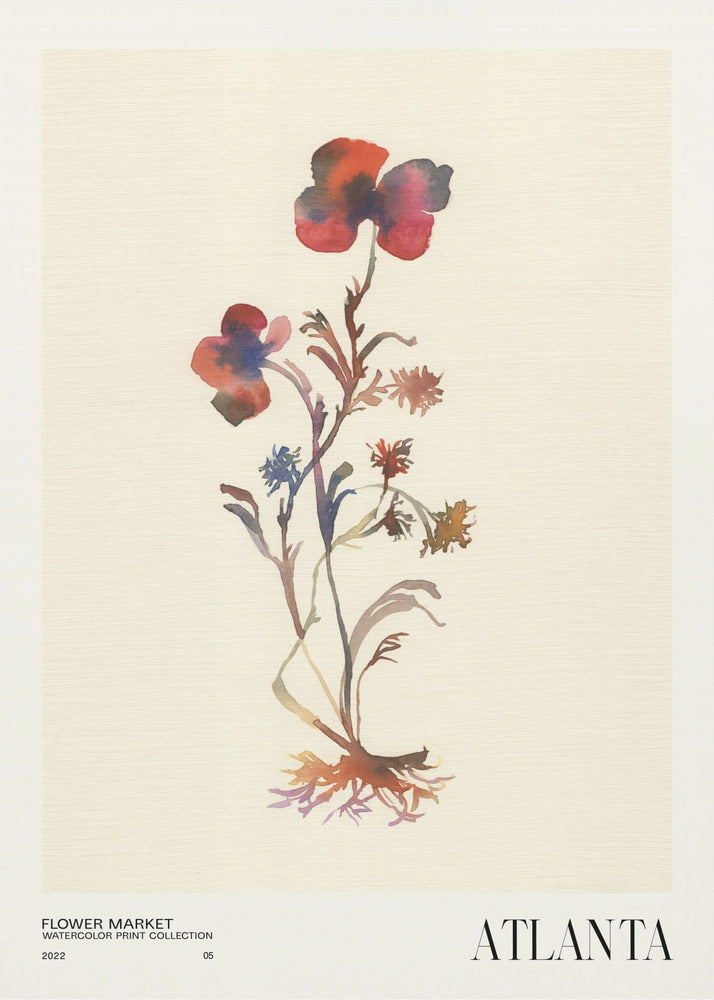 Watercolor print collection. Flower market - Atlanta | Poster