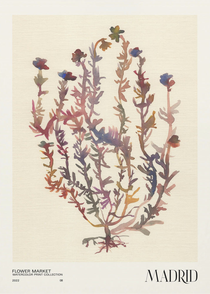 Watercolor print collection. Flower market - Madrid | Poster
