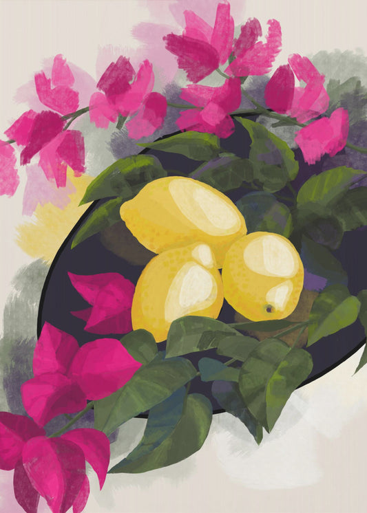 Bougainvillea and lemons | Poster