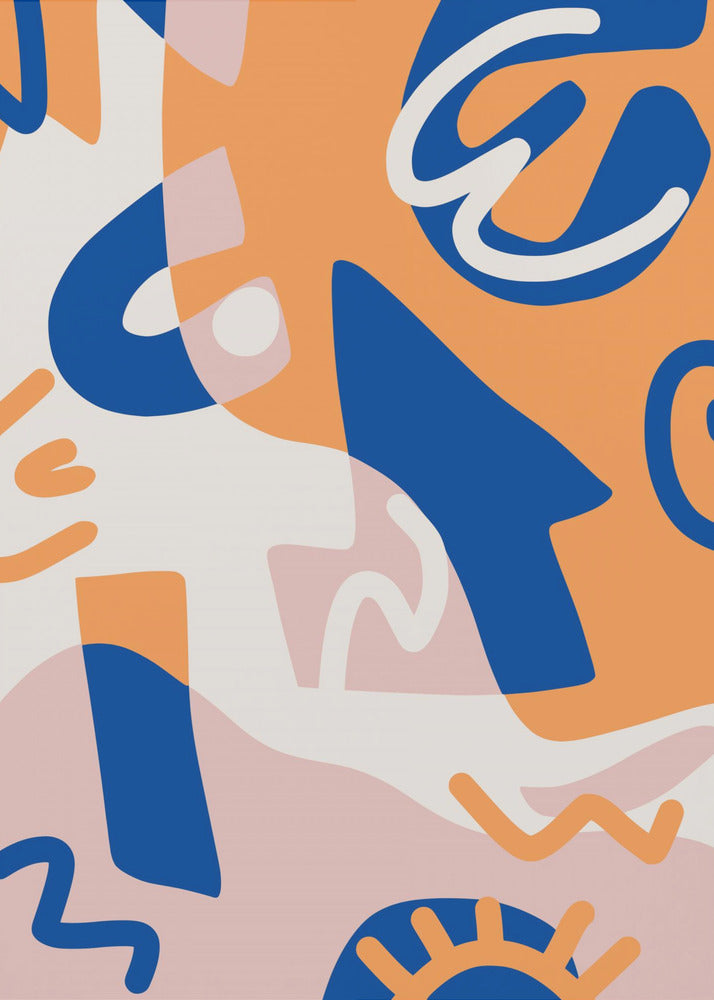 Abstract Shapes In Blue and Orange | Poster