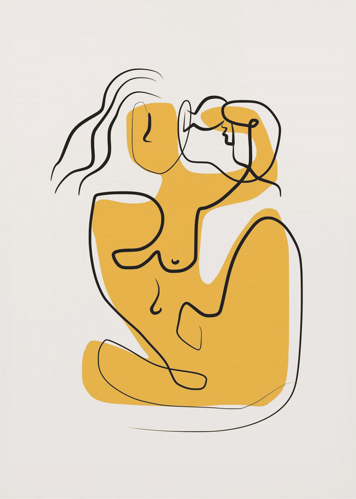 Line Art Nude Blowing Hair | Poster