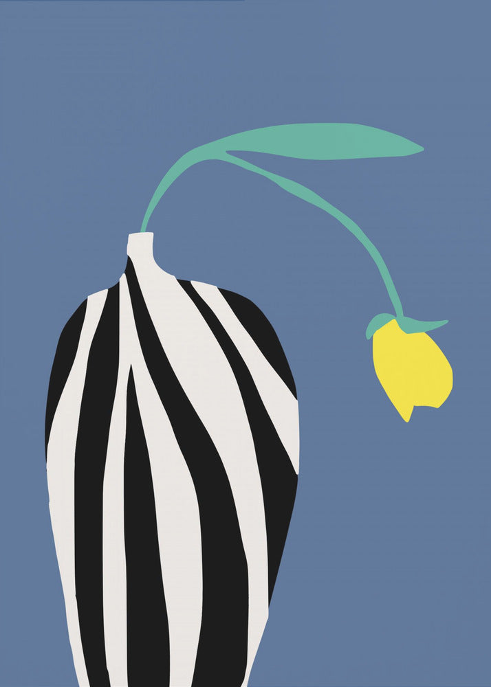 Tulip In Zebra Striped Vase | Canvas