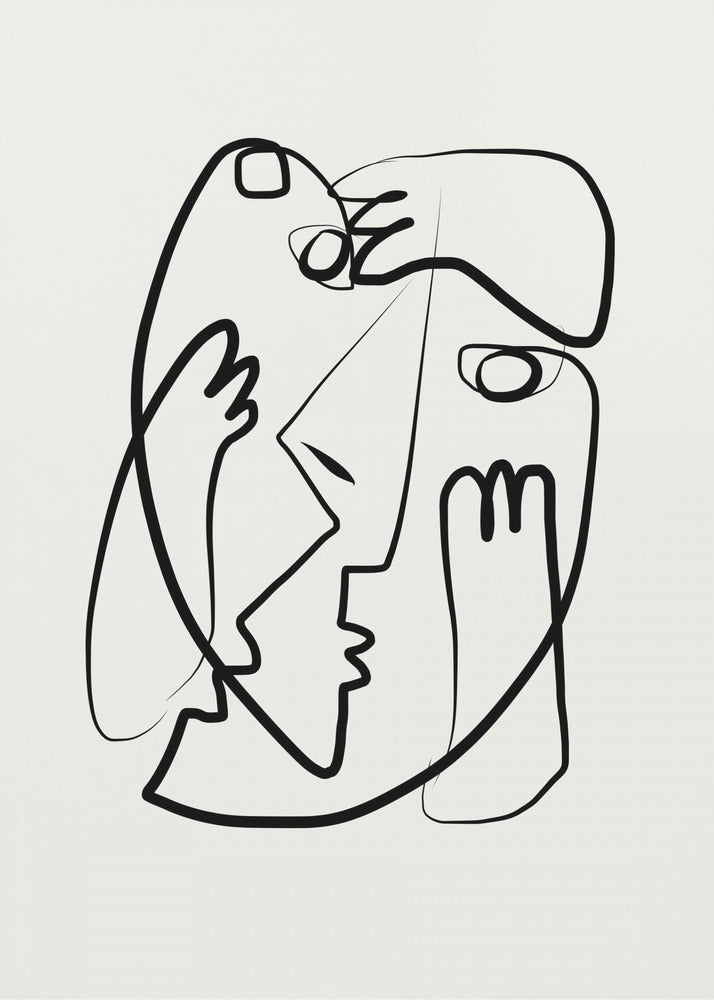 Entwined Faces In A Minimalist Style | Poster
