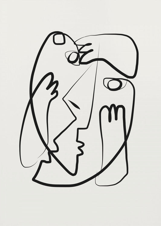 Entwined Faces In A Minimalist Style | Poster