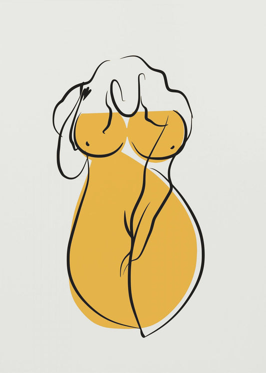 Female Form In Vibrant Yellow | Canvas