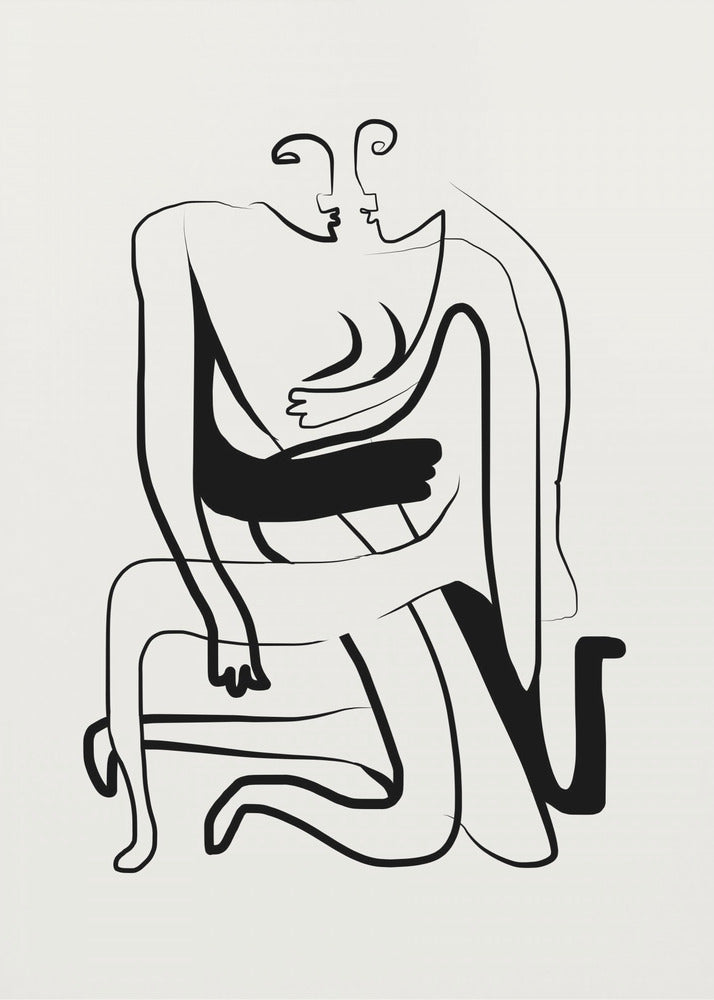 Hugs and Kisses Line Art | Poster