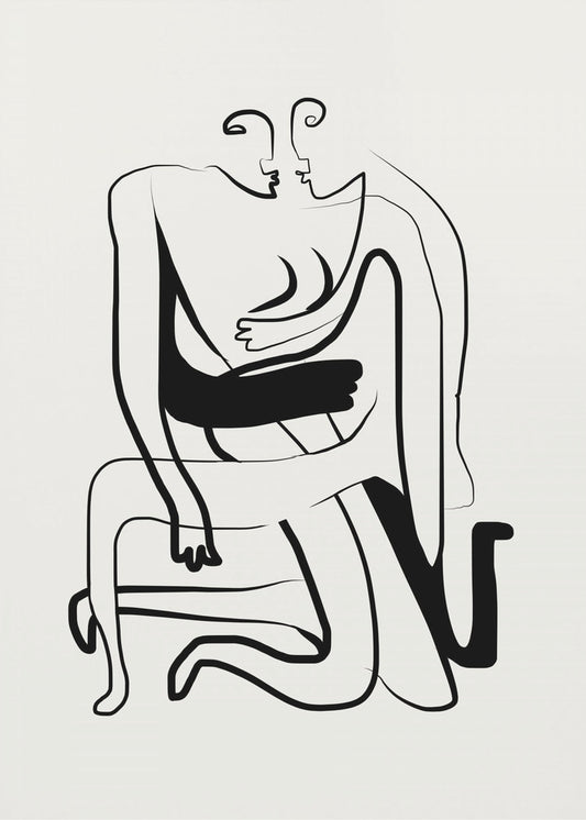 Hugs and Kisses Line Art | Poster