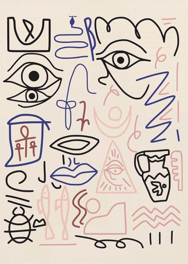 Line Art Cave Drawing | Poster