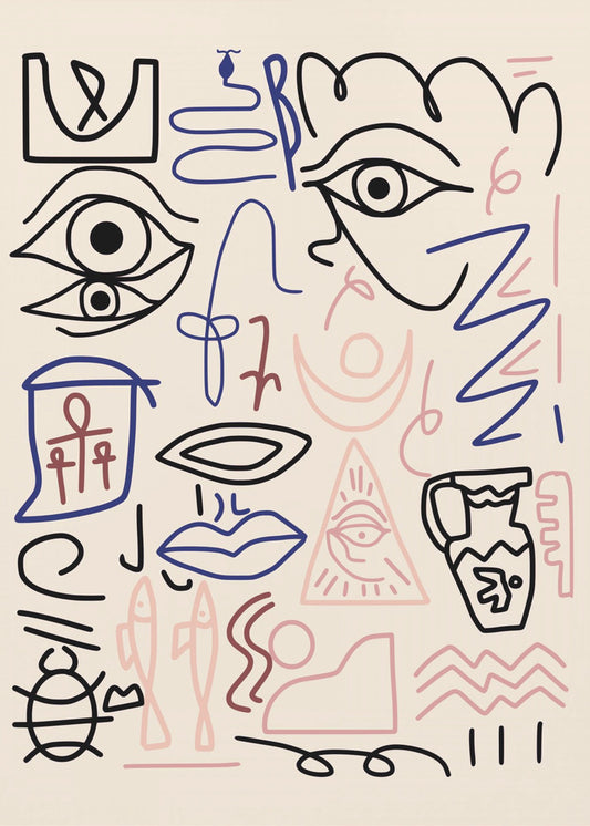 Line Art Cave Drawing | Canvas