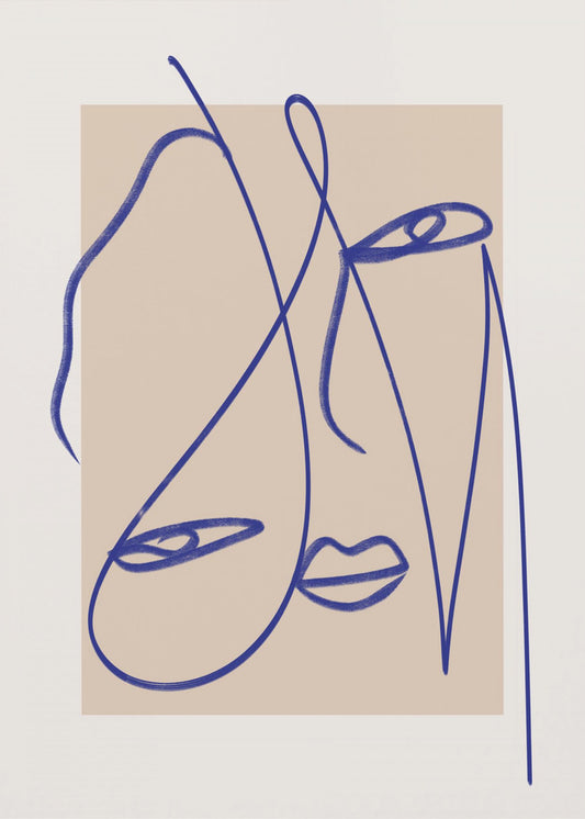 Abstract Blue Line Art | Canvas