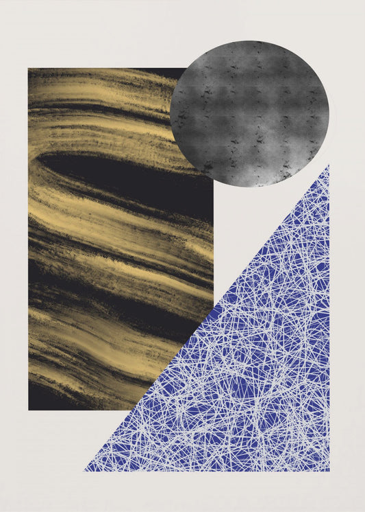 Geometric Shapes With A Black And Gold Textured | Poster