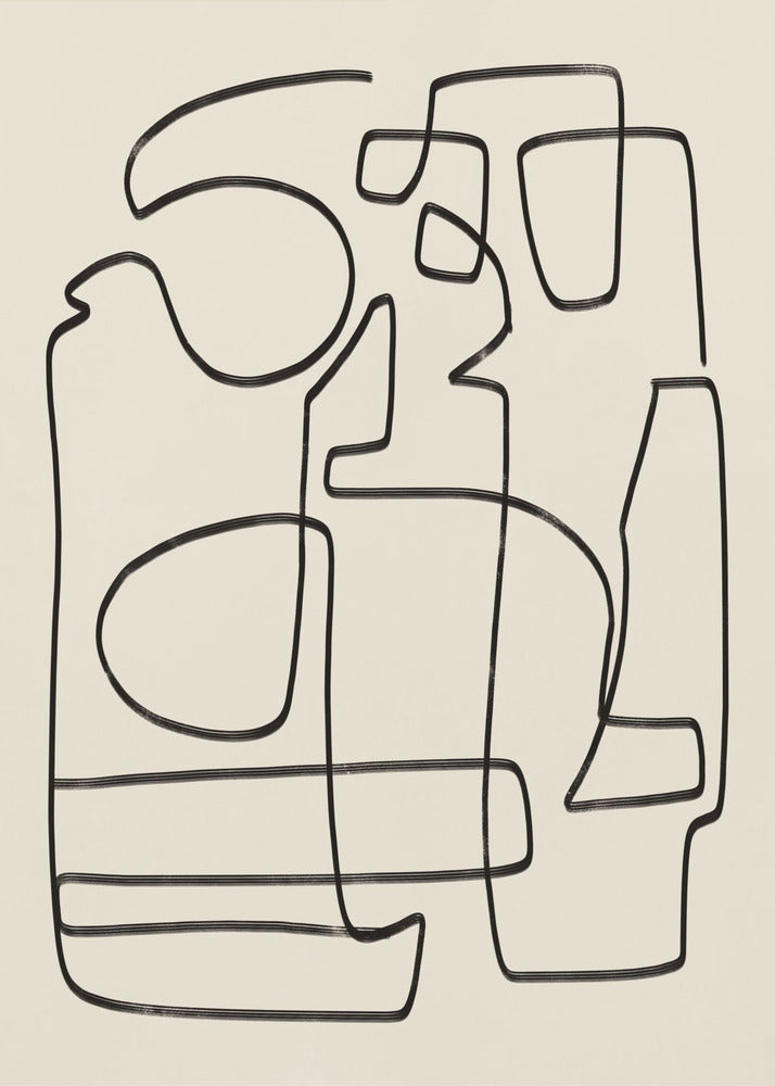 Warm Abstract Line Art Study | Canvas