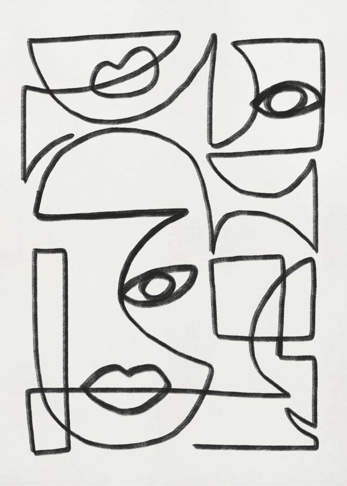 Abstract Line Art Faces | Poster