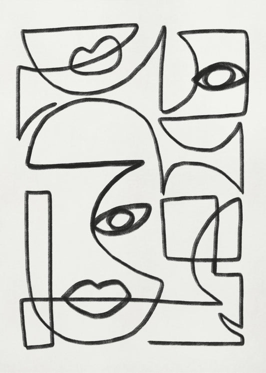 Abstract Line Art Faces | Canvas