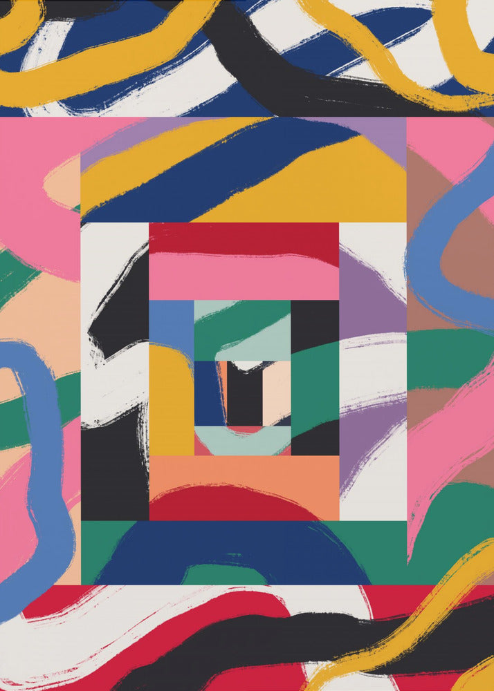 Geometric Shapes and Bold Brushstrokes | Canvas