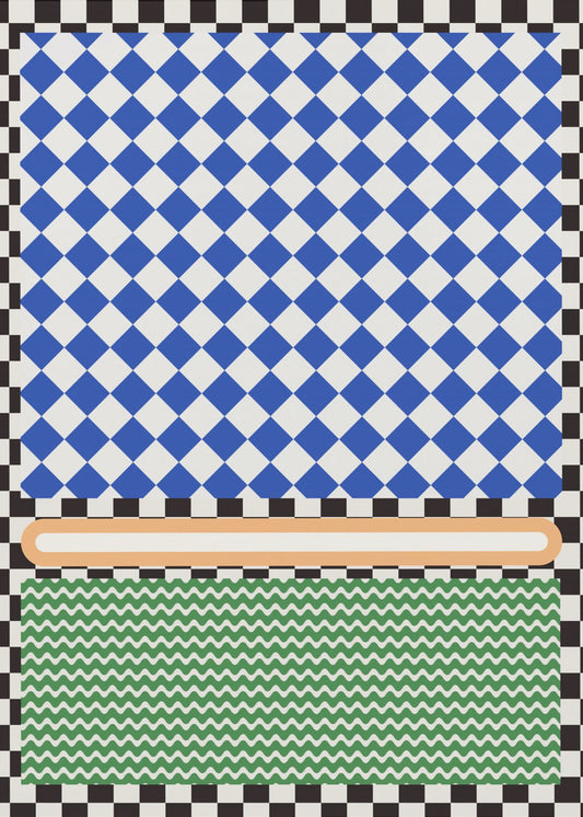 Geometric Pattern With Blue And White Diamonds | Poster